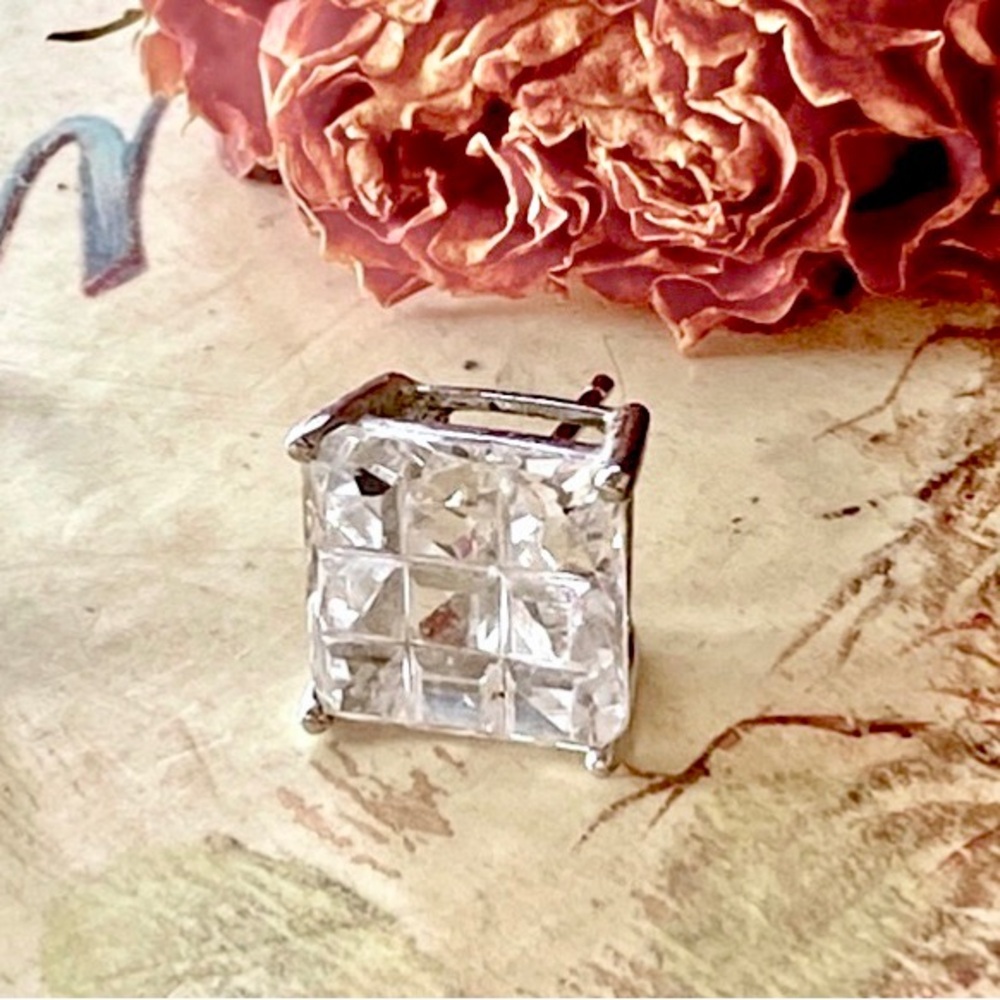925 Sterling Silver large single CZ earring
